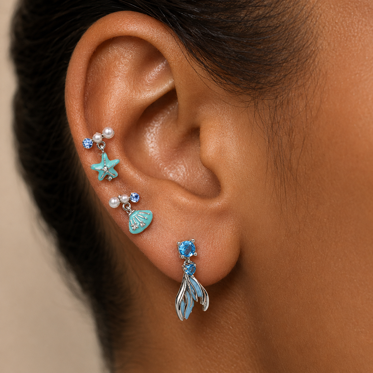 Ocean Whisper Titanium Sea Life Helix Stud