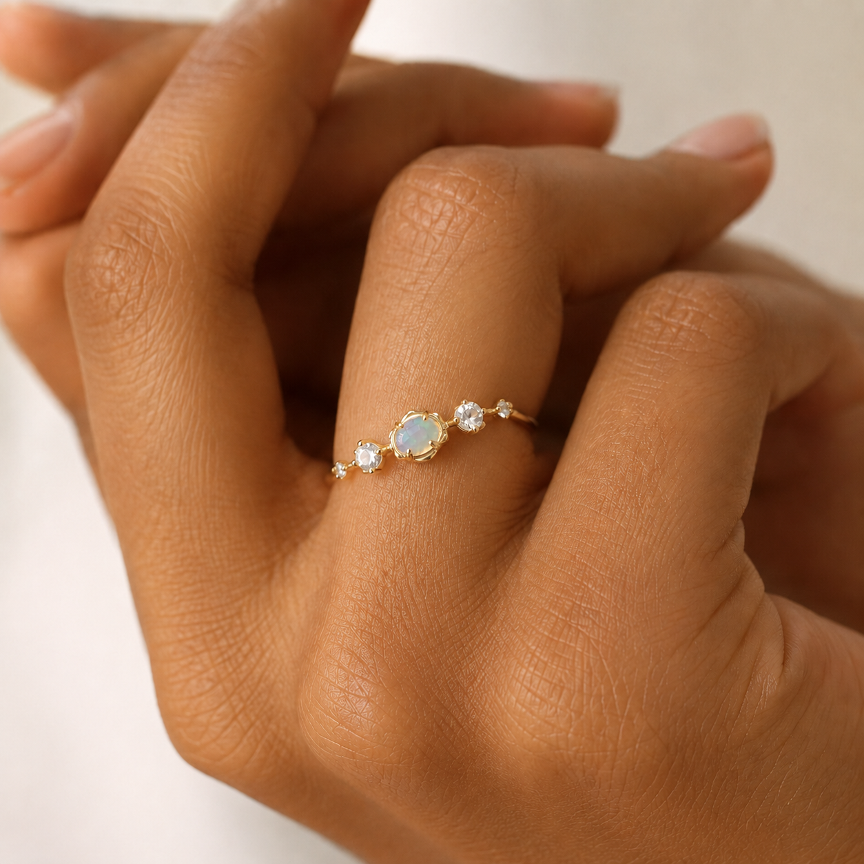 Opal Moonstone 5 Stone Rings