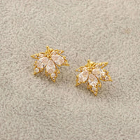 Personality Red Diamond Fashion Leaf Stud Earrings