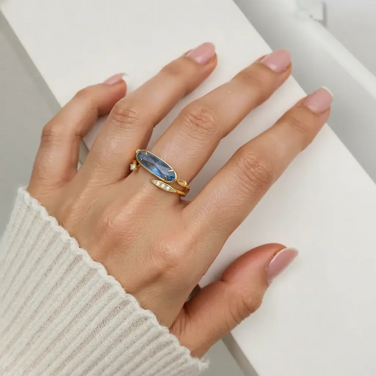 Mystery Labradorite Amethyst Ring