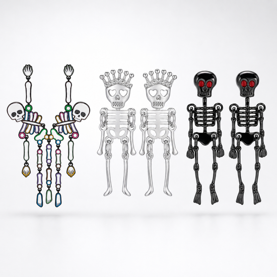 Neon Colorful Skeleton Ear Jacket Earrings