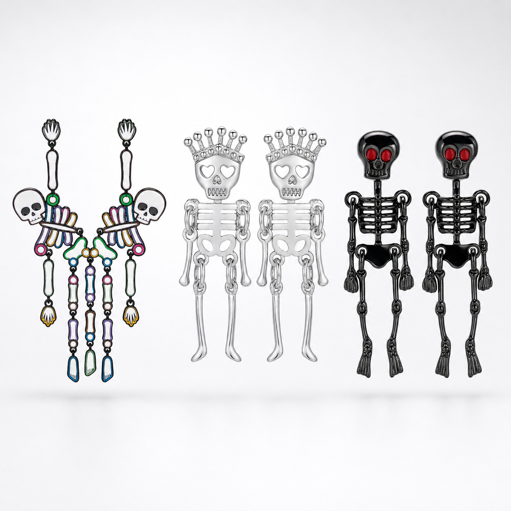 Neon Colorful Skeleton Ear Jacket Earrings
