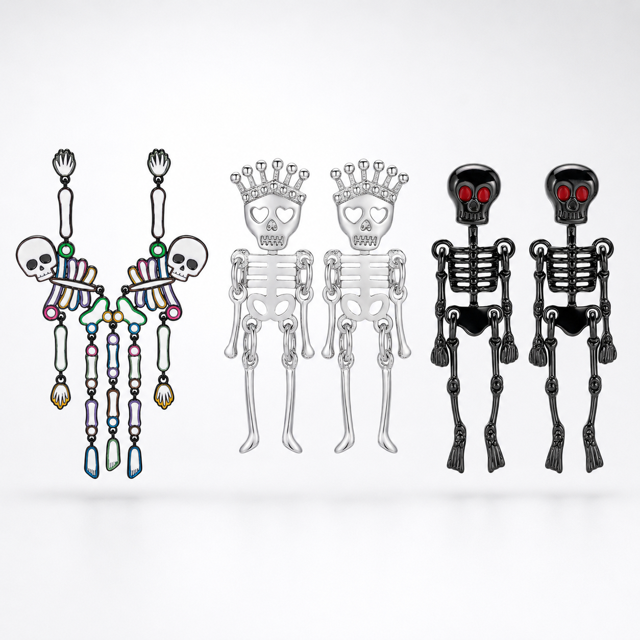 Neon Colorful Skeleton Ear Jacket Earrings