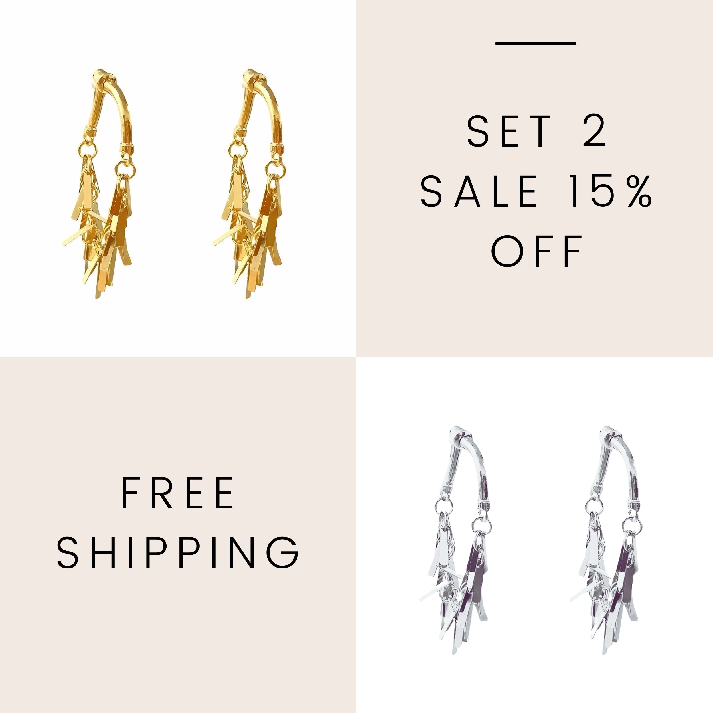 Stylish Geometric Tassel Hoop Earrings | A7886