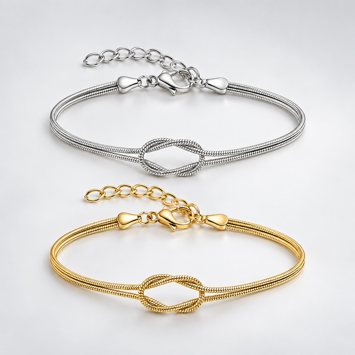 Bow Link Chain Matching Bracelet Set