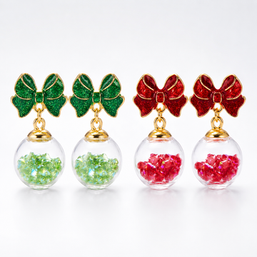 Merry Jingle Snowflake Crystal Bell Earrings
