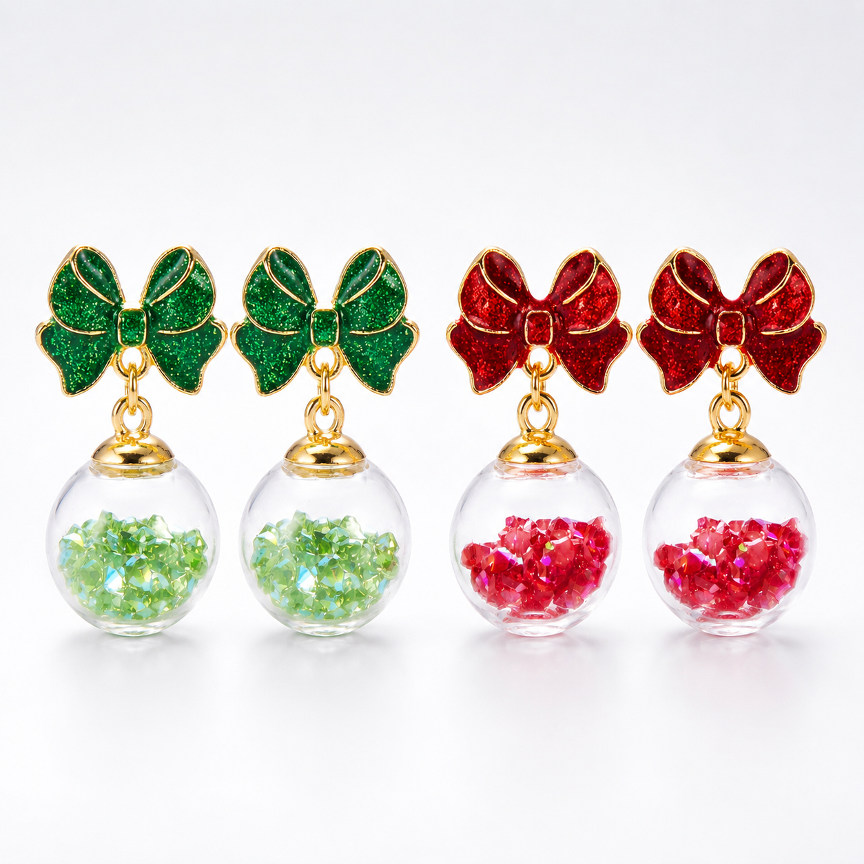 Merry Jingle Snowflake Crystal Bell Earrings