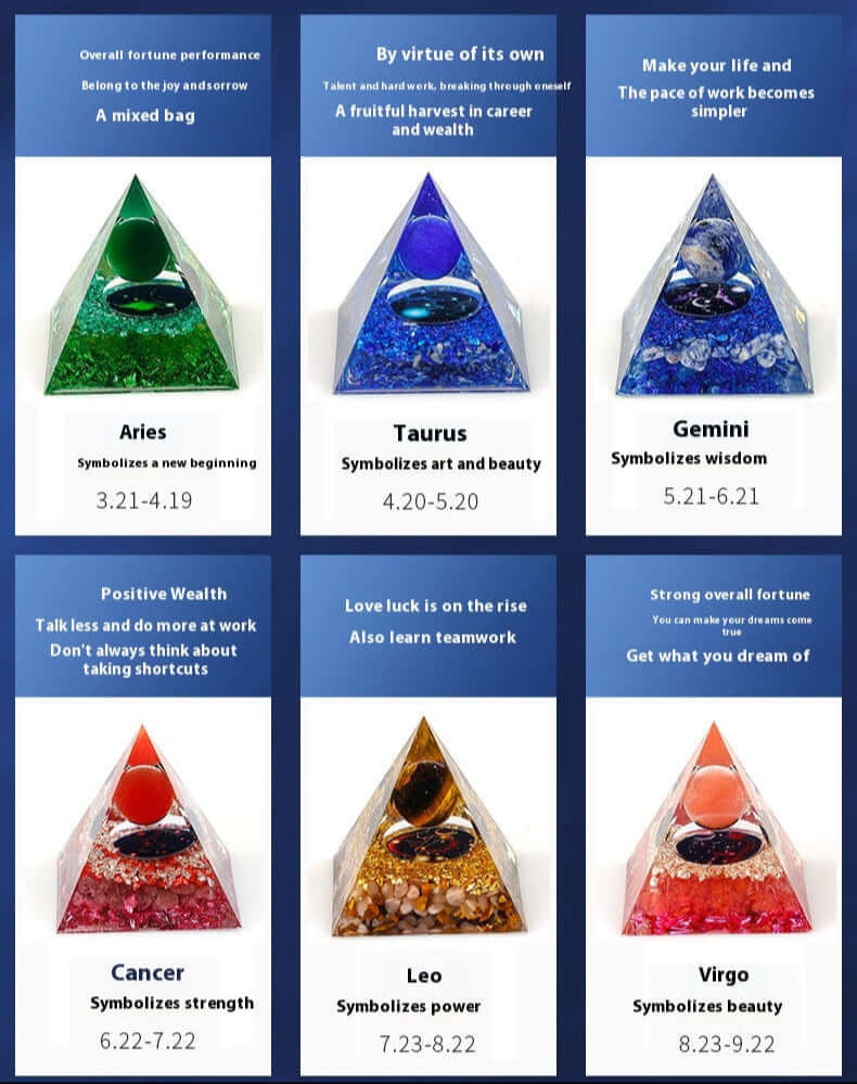 Handcraft Zodiac Pyramid Crystal Home Decoration Ornaments