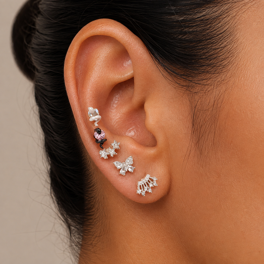 Small Flower Snake Cartilage Piercing Stud