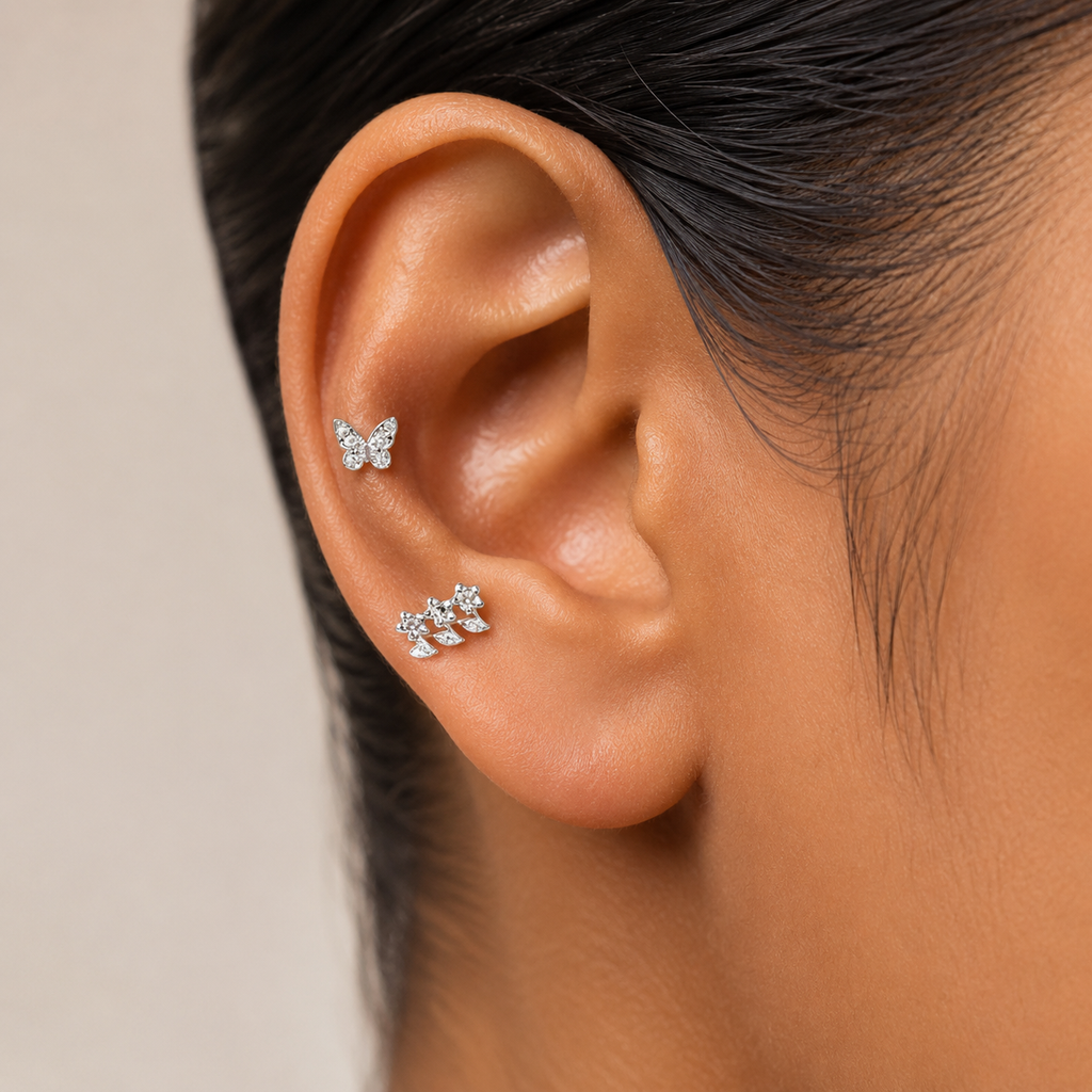 Small Flower Snake Cartilage Piercing Stud