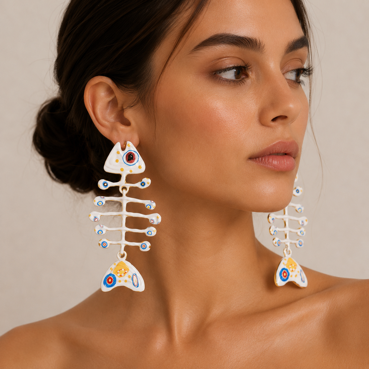 Chunky Fishbone Skeleton Earrings