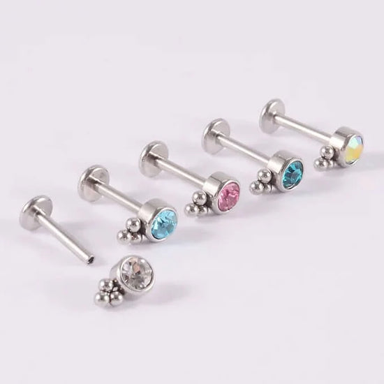 16G Titanium Flat Back Push Pin Lip Studs