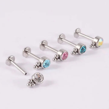 16G Titanium Flat Back Push Pin Lip Studs
