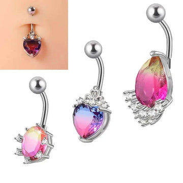 14G Gradient Heart Belly Button Piercings