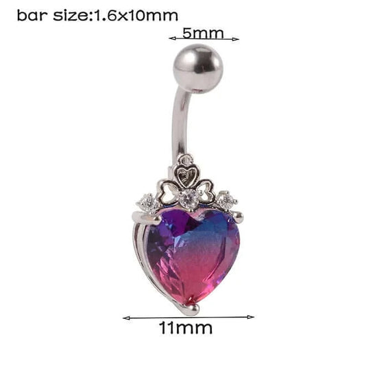 14G Gradient Heart Belly Button Piercings