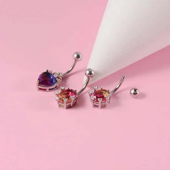 14G Gradient Heart Belly Button Piercings