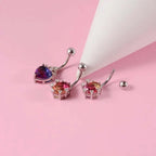 14G Gradient Heart Belly Button Piercings