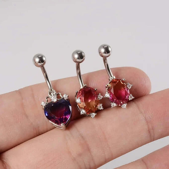 14G Gradient Heart Belly Button Piercings