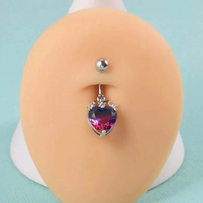 14G Gradient Heart Belly Button Piercings