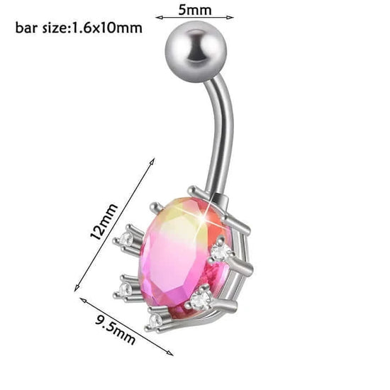 14G Gradient Heart Belly Button Piercings
