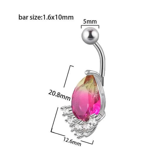 14G Gradient Heart Belly Button Piercings