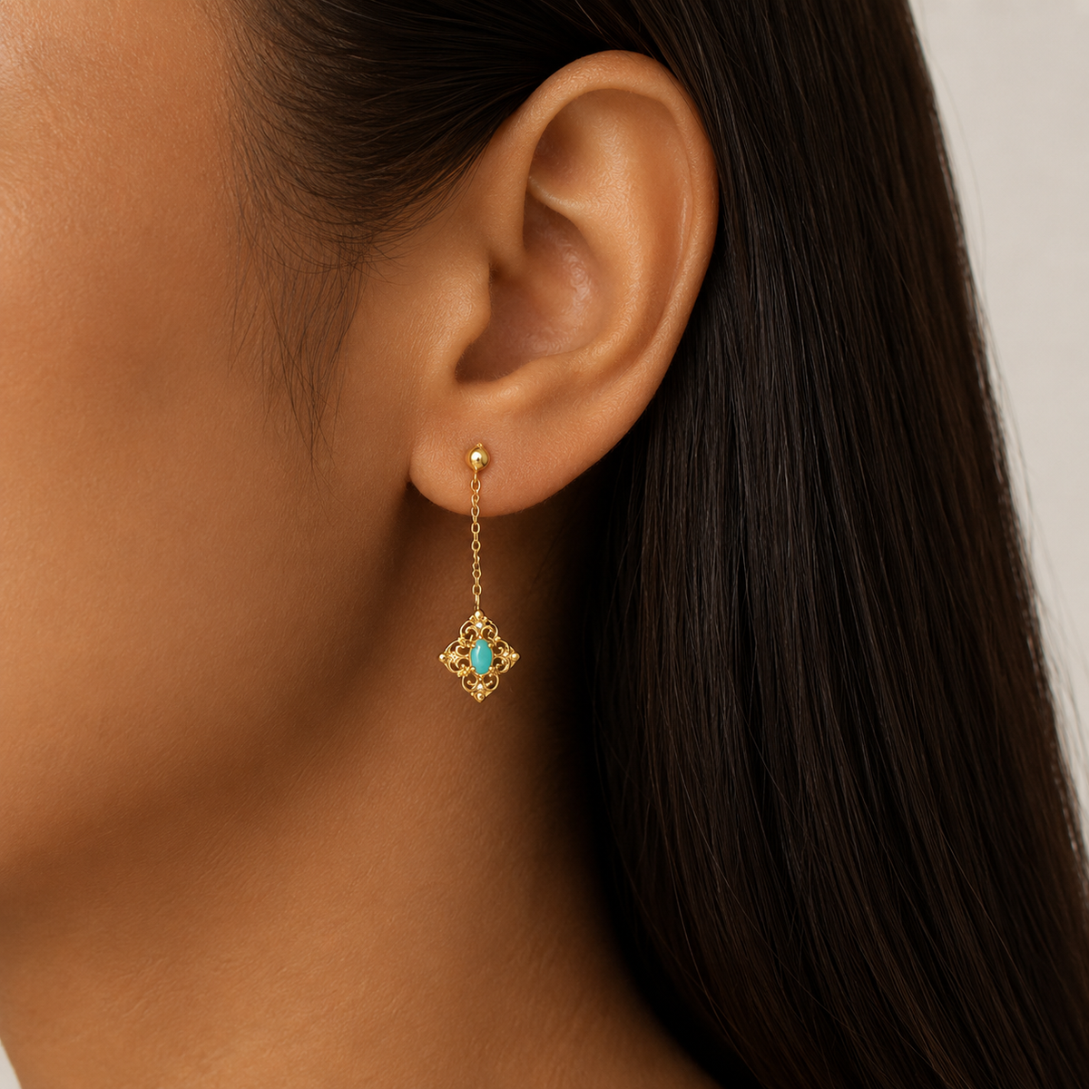 Baroque Opal Filigree Dangle Earrings