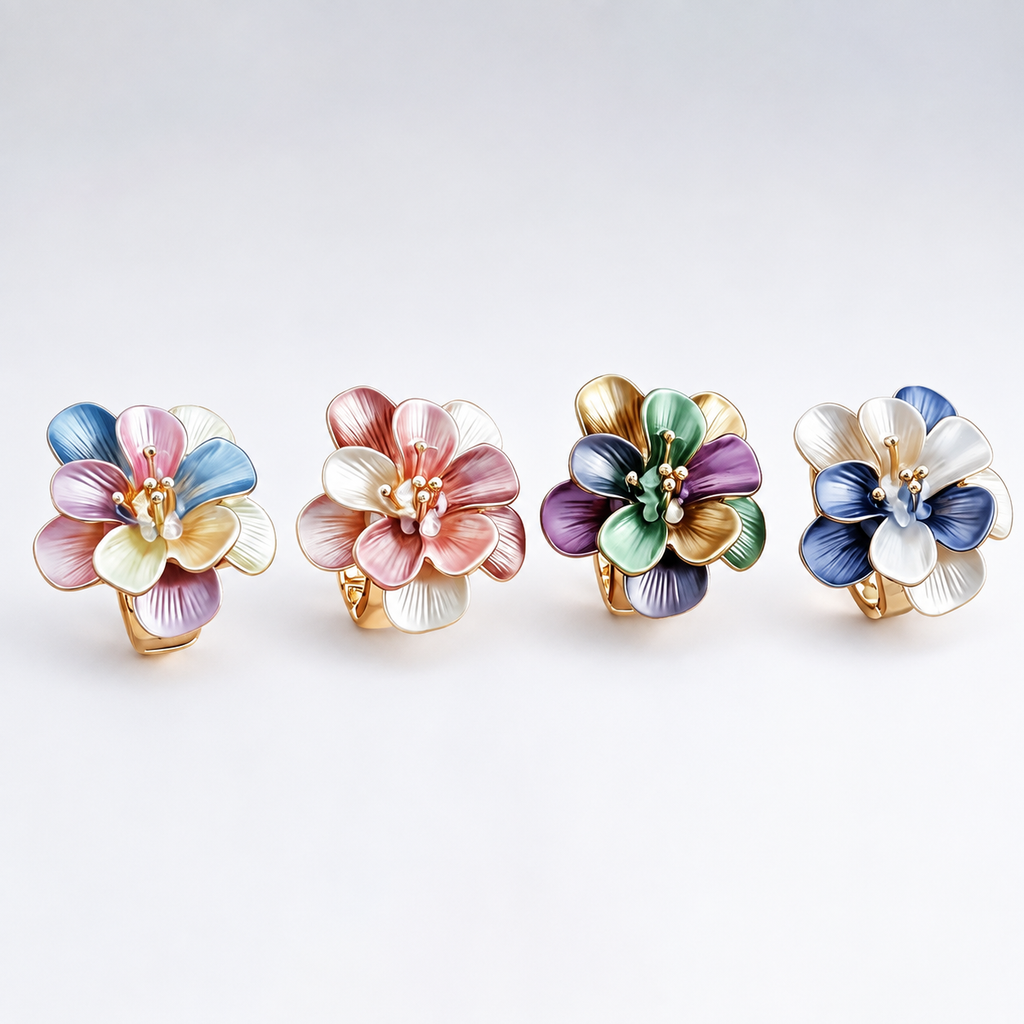 Secret Garden Enamel Flower Adjustable Ring