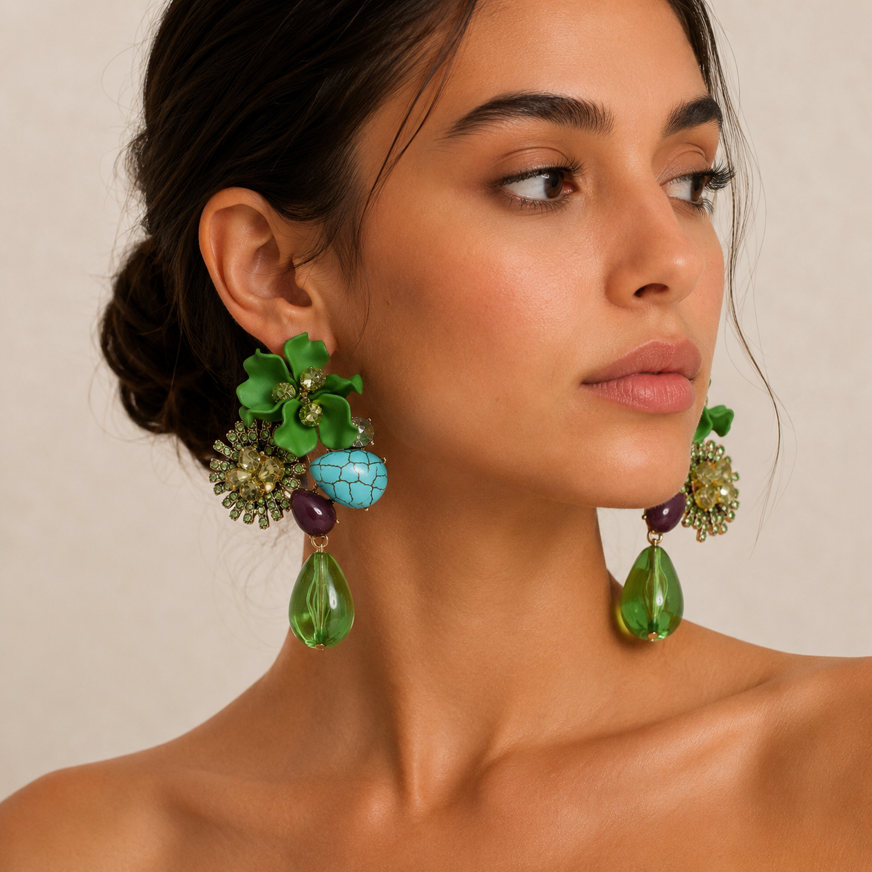 Flower Bloom Statement Drop Earrings