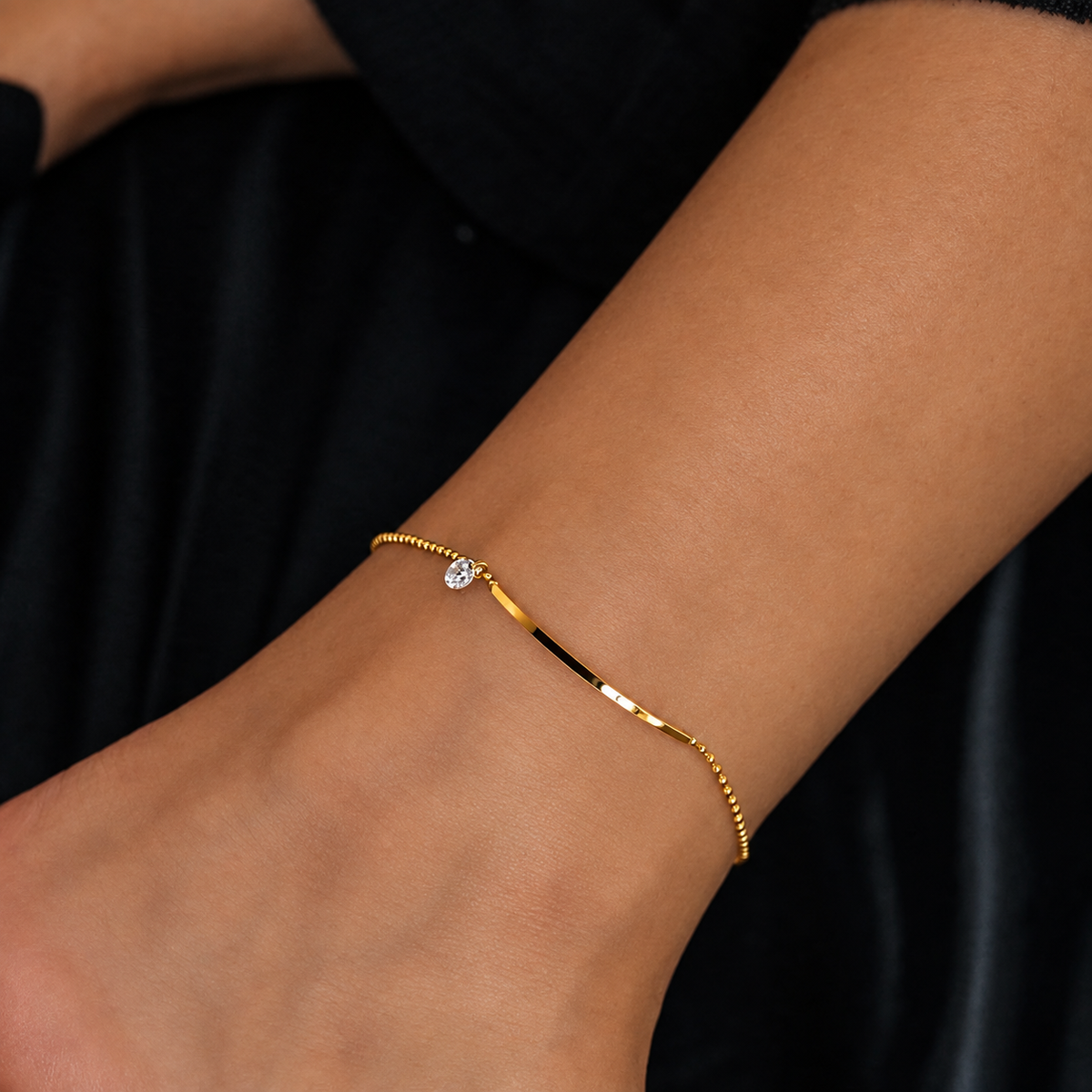 Titanium Simple Rhinestone Anklet Bracelet