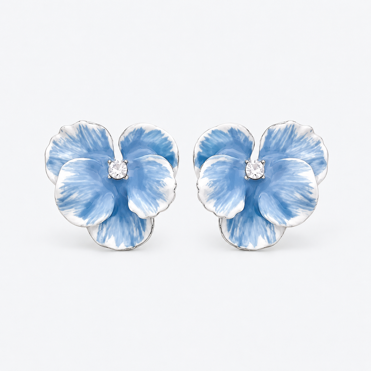 Blue Whisper Watercolor Flower Stud Earrings