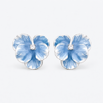 Blue Whisper Watercolor Flower Stud Earrings