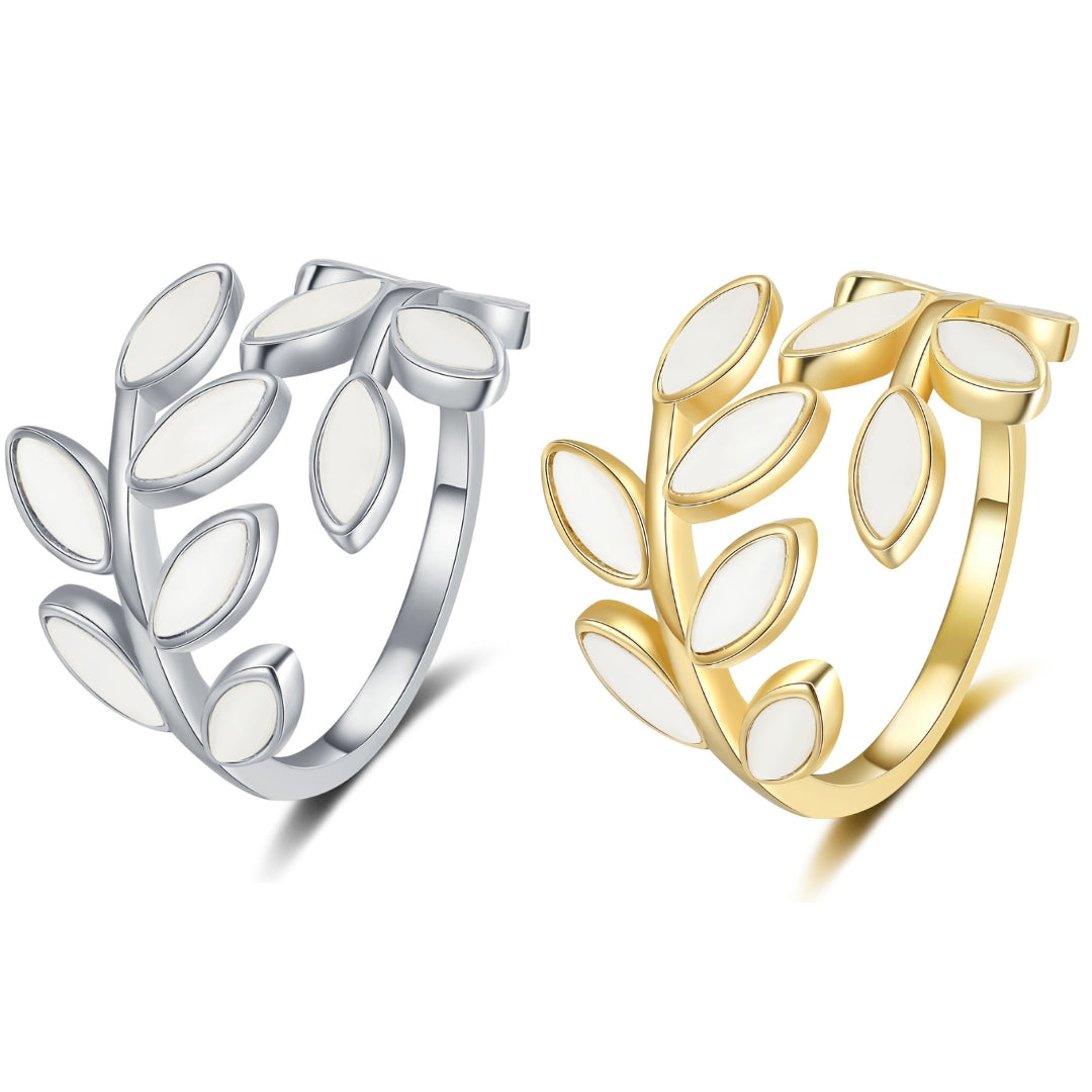 Gold Silver Olive Leaf Vine Ring