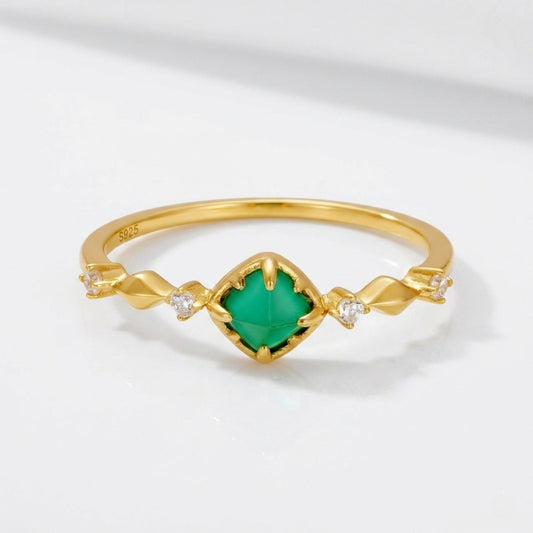 14K Gold Plated Minimalist Emerald Promise Ring | TB2026