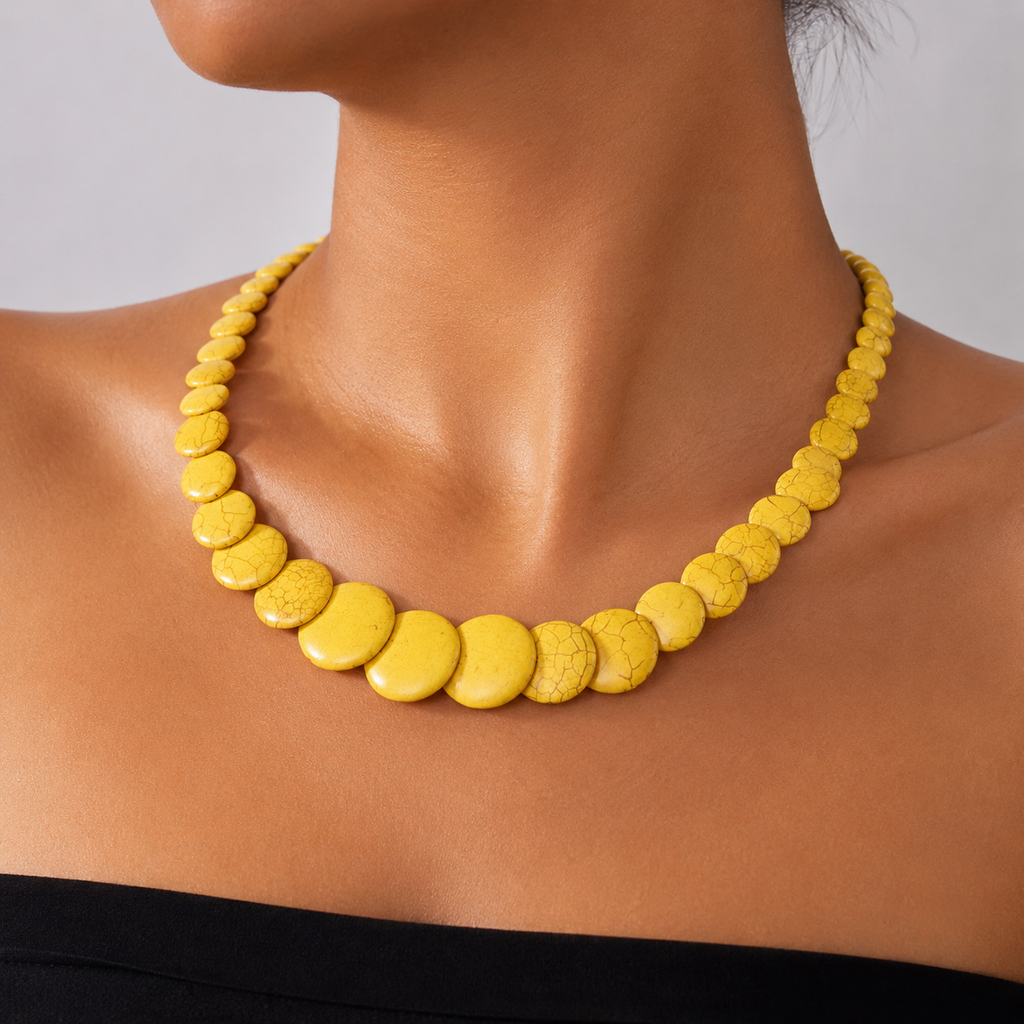 Rainbow Chess Statement Beads Necklace