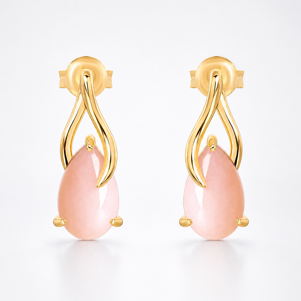 Pink Opal Aura Drop Earrings 