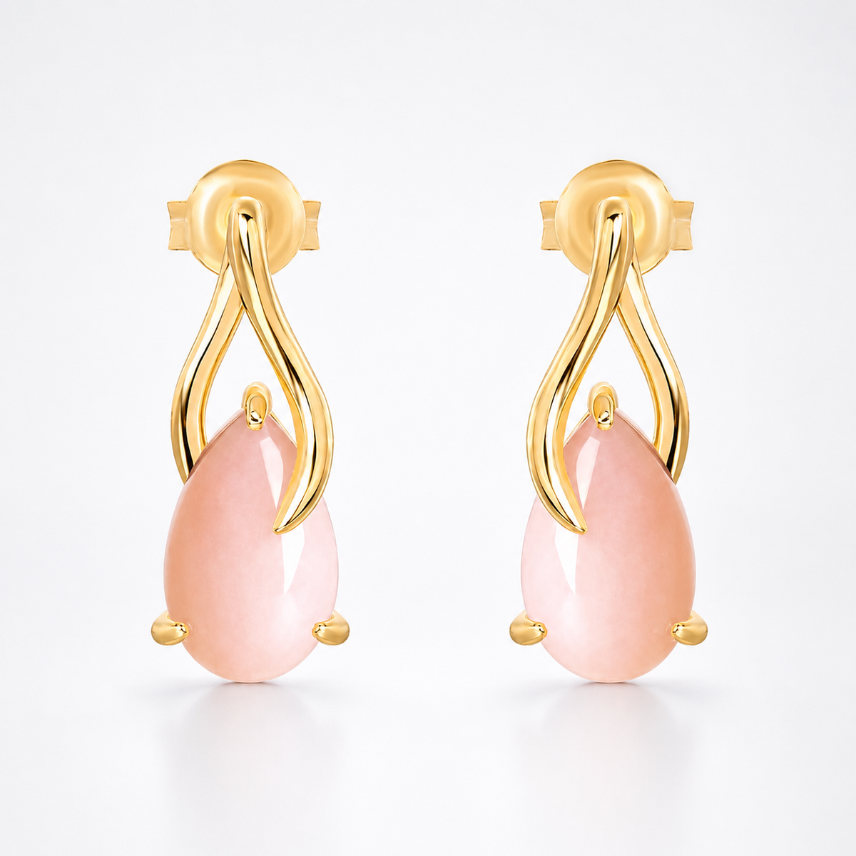 Pink Opal Aura Drop Earrings 