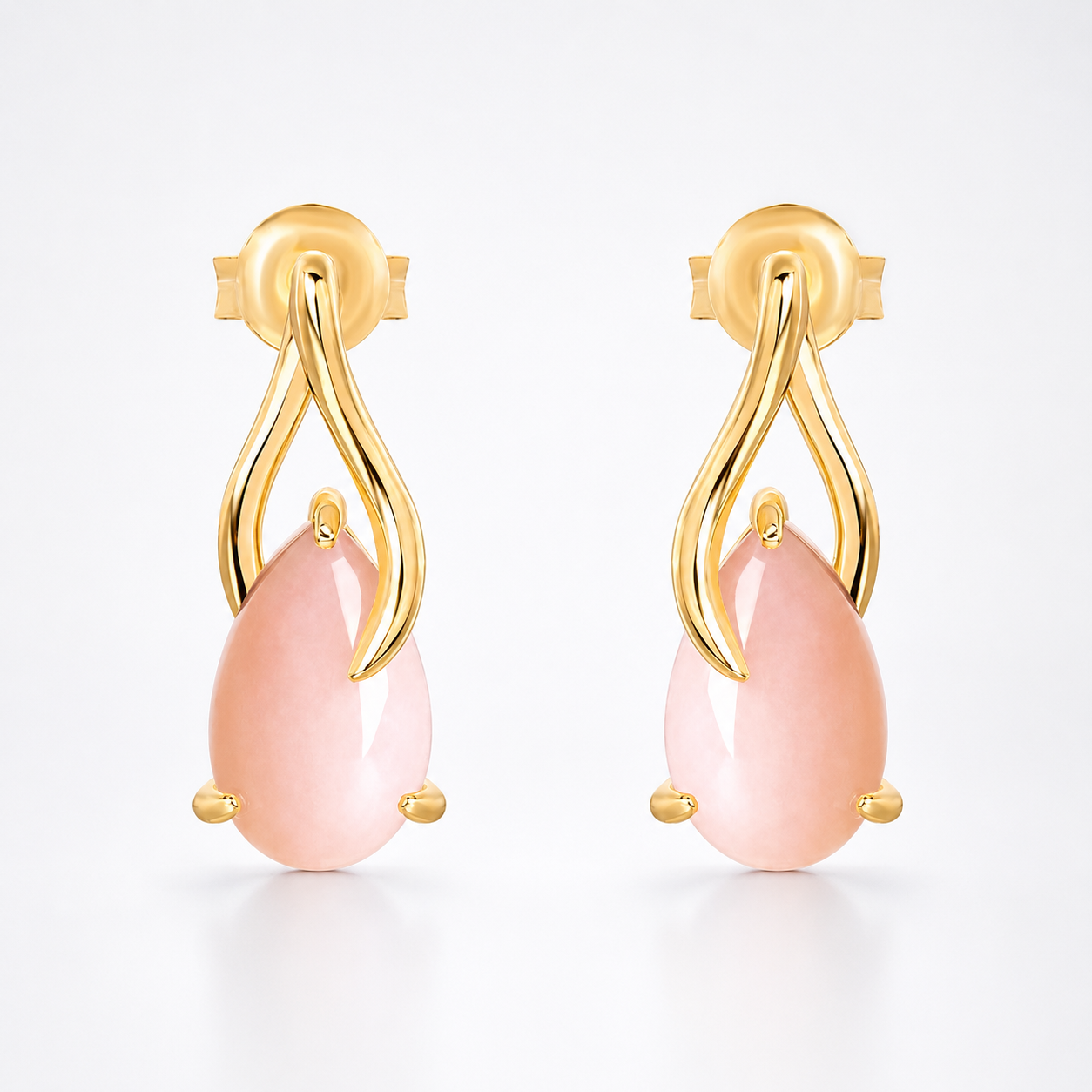 Pink Opal Aura Drop Earrings 