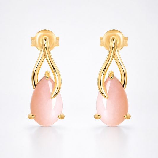 Pink Opal Aura Drop Earrings 
