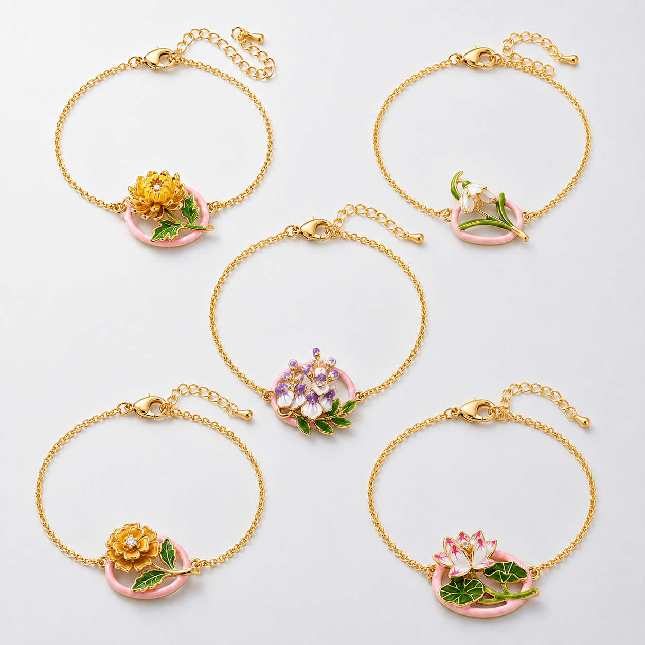 Chrysanthemum Birth Flower Bracelet