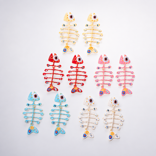 Chunky Fishbone Skeleton Earrings