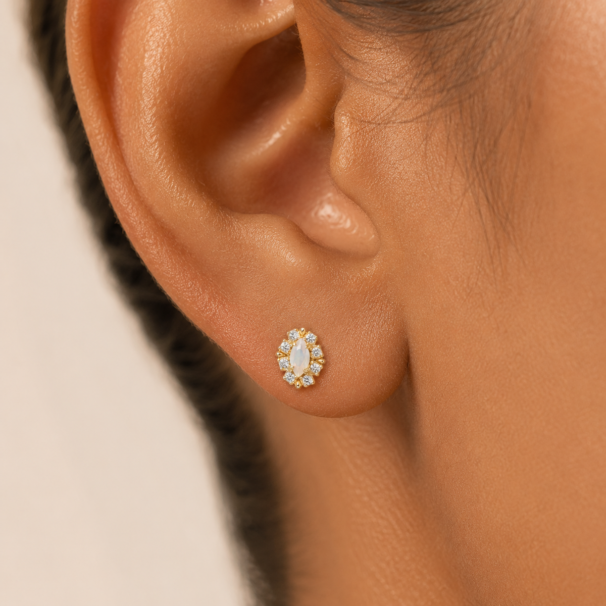 Golden Halo Ethiopian Opal Stud Earrings