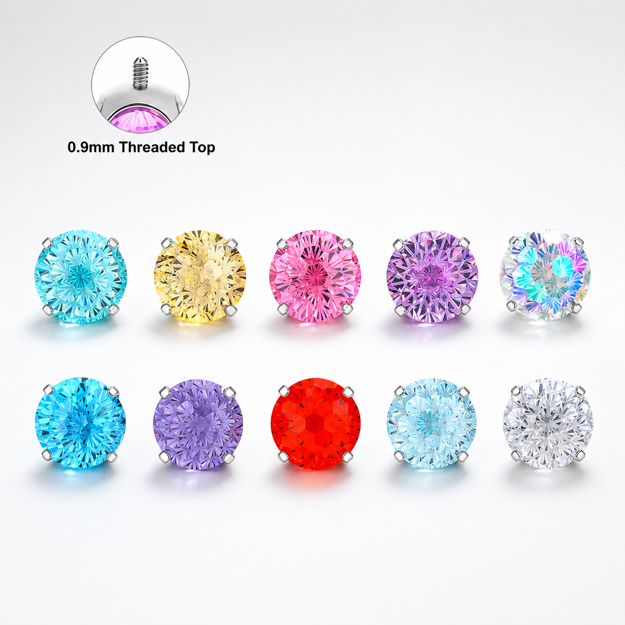 Celestial Spark Titanium CZ Flat Back Stud