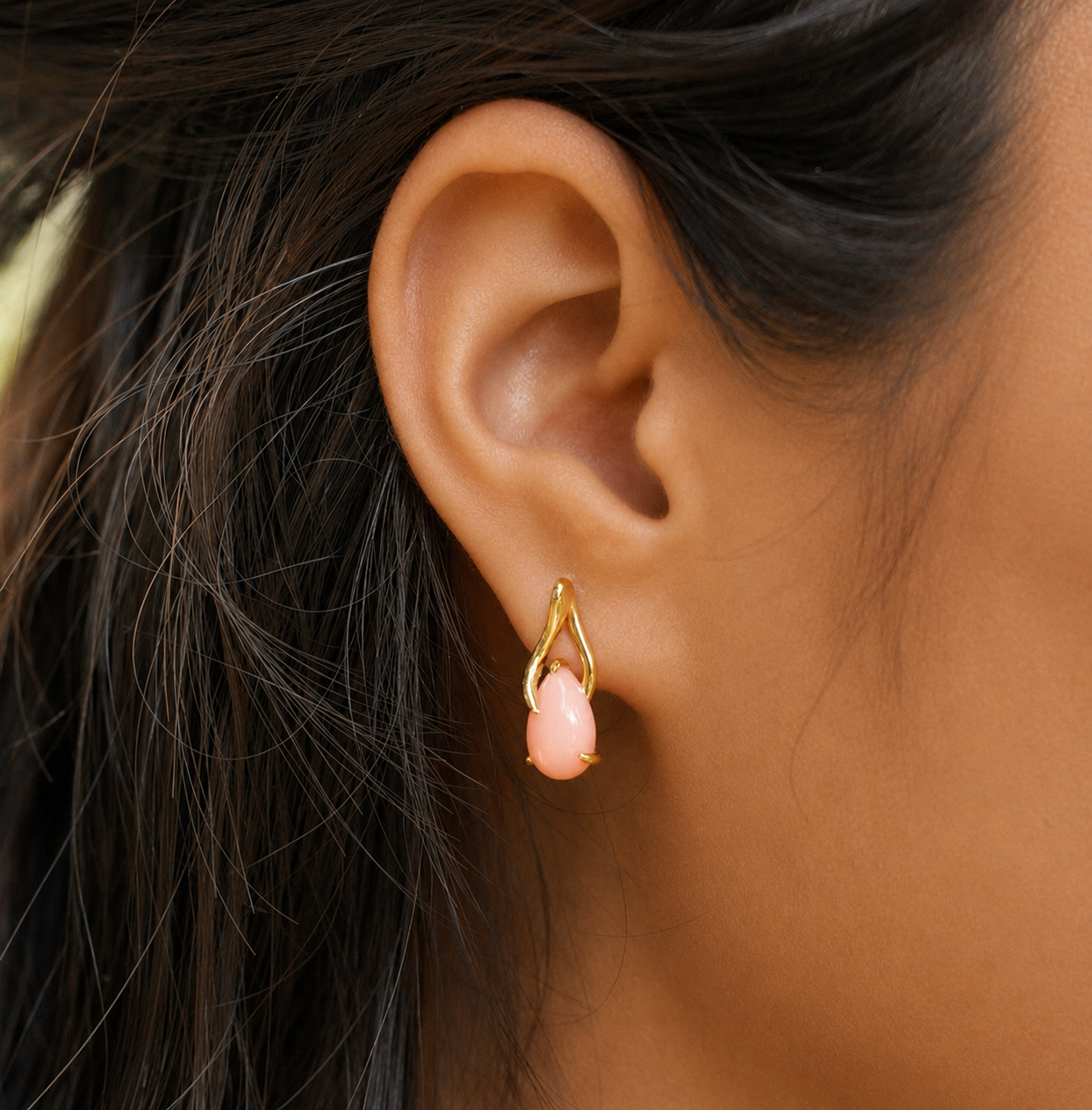 Pink Opal Aura Drop Earrings 