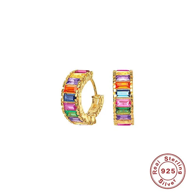 CZ Huggies Hoop Earrings, Eternity Hoops, Gold Twist Hoops| HC003