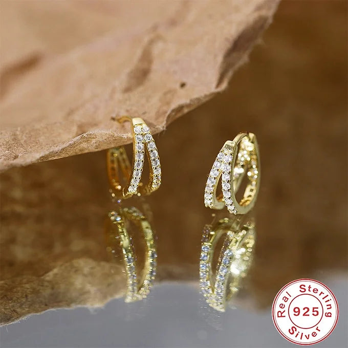 925 Sterling Silver Cartilage Hoop Earrings, Gold Huggies Hoop, Eternity Hoops | HC005
