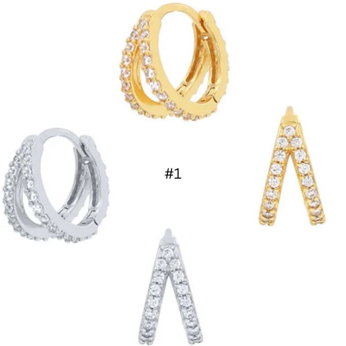 925 Sterling Silver Cartilage Hoop Earrings, Gold Huggies Hoop, Eternity Hoops | HC005