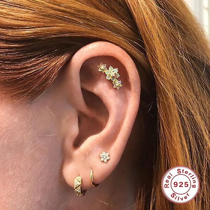 cartilage earrings, piercing jewelry, cartilage piercing, body jewelry, helix piercing, helix earrings, tragus piercing, flower earrings