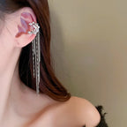 Silver Moon Zircon Tassel Ear Cuff