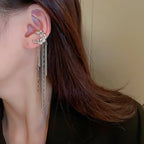 Silver Moon Zircon Tassel Ear Cuff