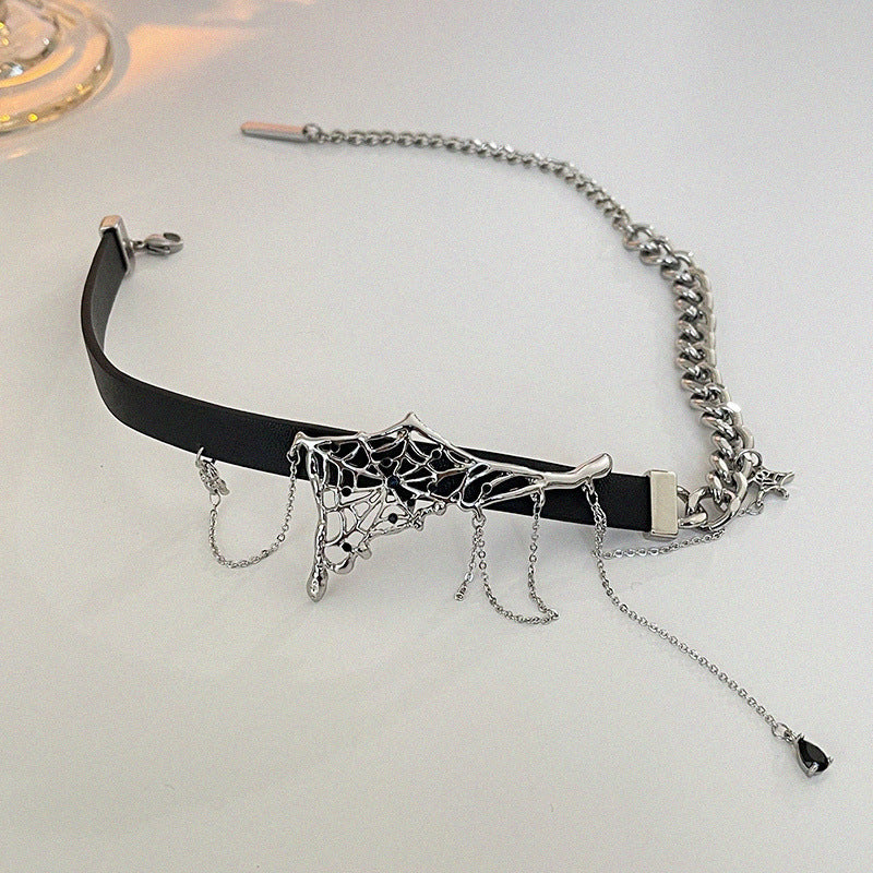 Spider Serpent Black Leather Collar Choker Necklace Punk